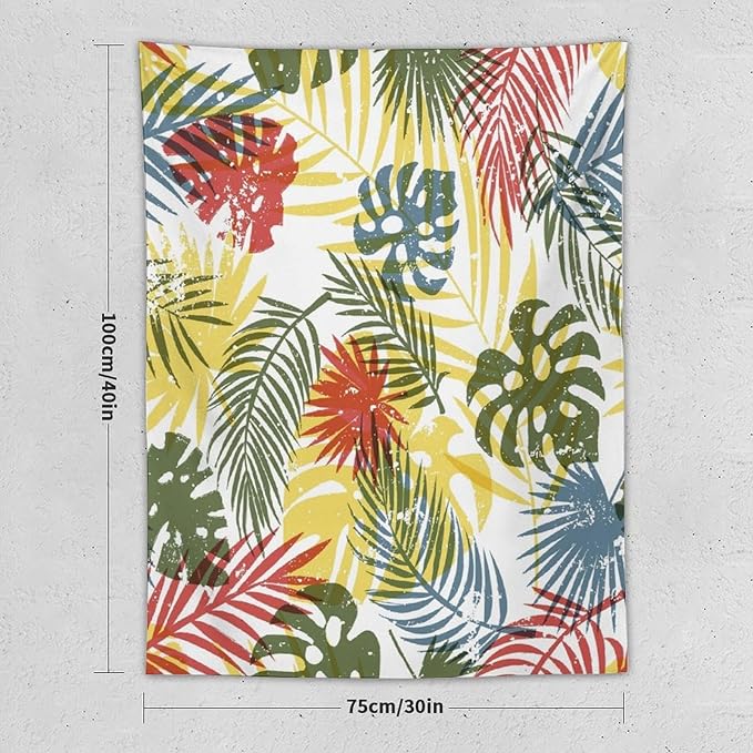 ICMOLYYENLO Boho Green Leaves Tapestry, Mid Century Abstract Tropical Palm Leaves Modern Minimalist Geometric Wall Hanging, Neutral Home Decor Art for Living Room Bedroom Dorm 30x40 Inch-Ruum Studio Home