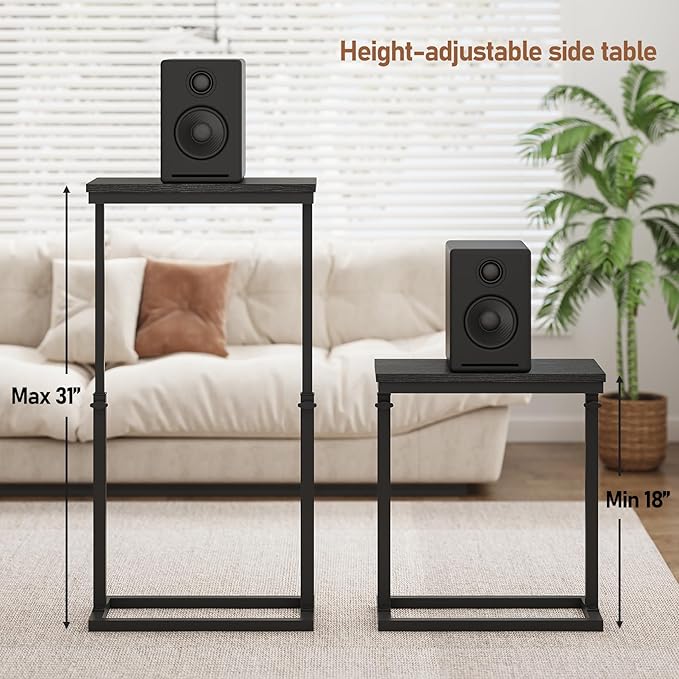 TUTOTAK End Table, Side Table, Tall Couch Table, Sofa Table, Living Room, Bedroom, Black TB01BK0832-Ruum Studio Home