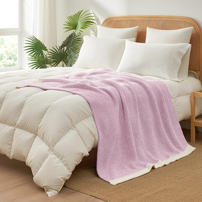Snuggle Sac Light Purple Throw Blanket for Couch, Super Soft Warm Lavender Blankets Cozy Knit Fuzzy Plush Lightweight Throws for Sofa, Bed,Living Room, Heather Lilac, 50x60 inches-Ruum Studio Home