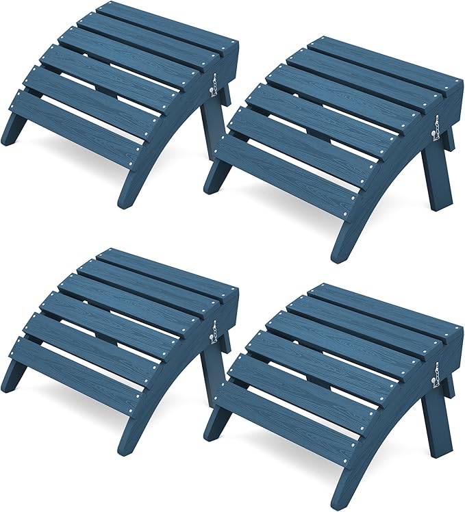 KINGYES Folding Adirondack Ottomans Set of 4 for Adirondack Chair, Navy-Ruum Studio Home