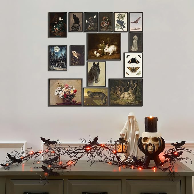 LANCHI95 15PCS Dark Cottagecore Decor, Dark Academia Decors, Cottage Core Whimsical Wall Art Goth Darks Moody Wall Decor for Living Room Bedroom 8x10 in (UNFRAMED)-Ruum Studio Home