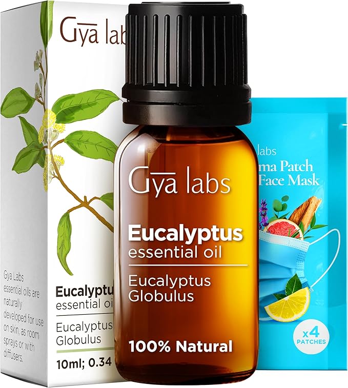 Gya Labs Eucalyptus Essential Oil for Diffuser - 0.34 Fl Oz - 100% Pure Natural Eucalyptus Oil for Skin, Humidifier, Candle Making & Aromatherapy - Fresh, Cooling Scent-Ruum Studio Home