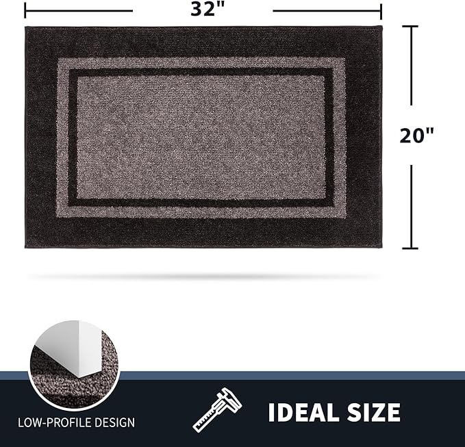 PURRUGS Dirt Trapping Door Mat 20" x 32", Non-Slip/Skid Machine Washable Entryway Rug, Shoes Scraper, Area Rug, Super Absorbent Welcome Mat for Muddy Wet Shoes and Paws, Grayish Brown & Coffee-Ruum Studio Home