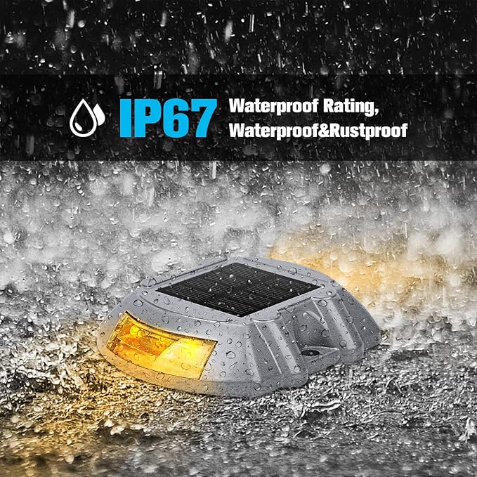VOLISUN Solar Deck Lights, 16-Pack Led IP67 Waterproof Outdoor Warning Step Lights for Driveway, Sidewalk, Garden Pathway, Yard (Warm White)-Ruum Studio Home