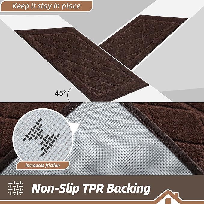 BEQHAUSE Dirt Trapper Door Mat 24" x 36", Doormat Non-Slip Entryway Rugs Washable, Dog Door Mat Stain Resistant and Absorbent Welcome Floor Mat for Front Back Door, Muddy Wet Shoes & Paws, Brown-Ruum Studio Home