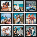 Vittanly 8x8 Picture Frames Set of 9, Shatter Resistant Plexiglass, Display 4x4 Pictures with Mat or 8x8 without Mat, Photo Frames for Wall Mount, Engineered Wood, Black-Ruum Studio Home