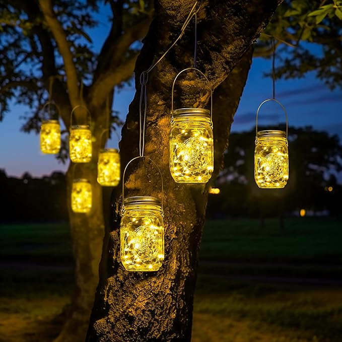 GIGALUMI Solar Mason Jar Lights, 12 Pack 30 Led String Fairy Lights Garden Lights Outdoor Waterproof Metal Lid Hanging Solar Lanterns for Outdoor, Garden, Patio, Lawn, Balcony Decoration-Ruum Studio Home