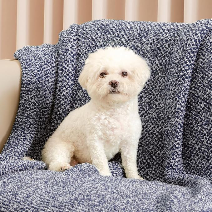 Snuggle Sac Heather Navy Throw Blanket for Couch, Super Soft Warm Microfiber Blankets Navy Blue, Cozy Knit Fuzzy Plush Lightweight Throws for Sofa, Bed, Heather Navy,50x60 inches-Ruum Studio Home