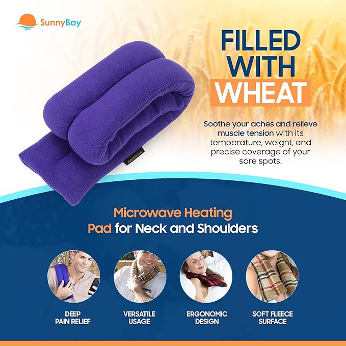 SunnyBay Microwave Heating Pad for Neck and Shoulders, Versatile Bean Bag Moist Heating Pad, Microwavable Neck Wrap, Weighted Hot or Cold Therapy, Made in USA (Purple)-Ruum Studio Home