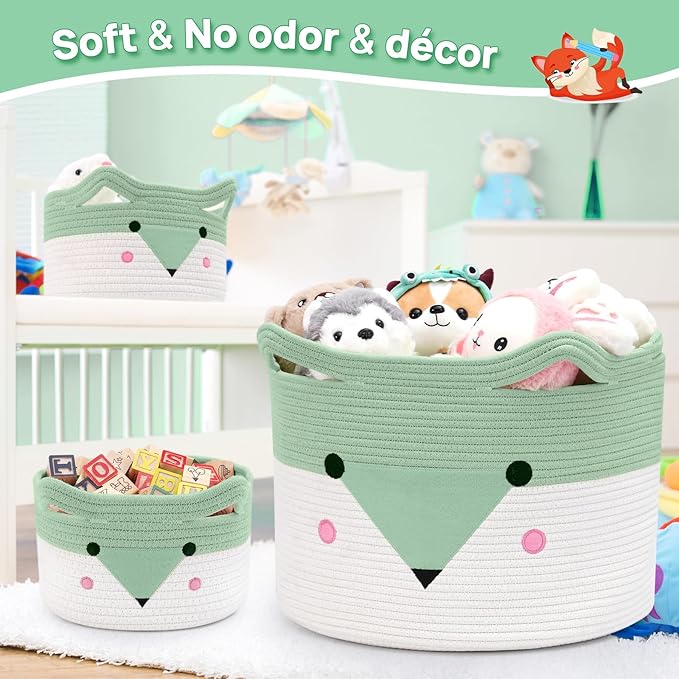 Large Baby Basket Toy Storage 3 Pack, (20"x13.8") Woven Baby Laundry Basket, Stuffed Animal Storage.-Ruum Studio Home