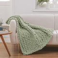 WESHIONGOO Chunky Knit Blanket Throw 40"×40" Knit Throw Blanket for Couch Bed Throw Blanket with Jumbo Chenille Yarn Thick 100% Handmade (Sage Green)-Ruum Studio Home
