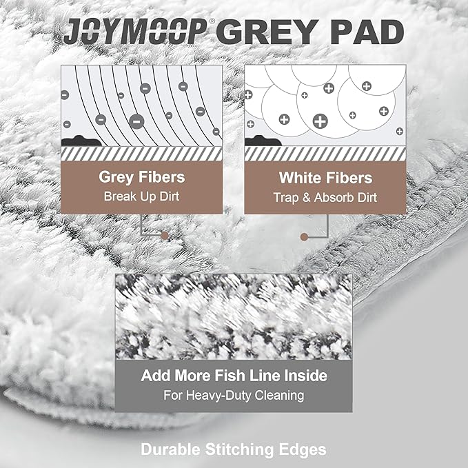 JOYMOOP Flat Mop Pads, Microfiber Mop Cleaning Pads, Washable Pads, Pads Replacement for Flat Mop or Mop Bucket Set, Pack of 4 Refills 13inch - Stripe-Ruum Studio Home