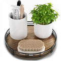 Acacia Wood 9" Bathroom Vanity Tray Turntable, Farmhouse Round Bathroom Countertop Organizer for Soap Perfume, Rotating Organizer for Kitchen Table Centerpieces, Decorative Trays for Coffee Table-Ruum Studio Home