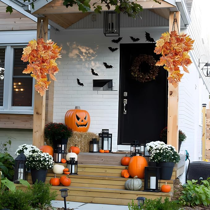 RECUTMS Fall Leaves Fall Decorations for Home Clearance Fall Decor Leaf Fall Decorations Fall Decorations for Home Thanksgiving Decorations Hanging Plants Indoor Artificial Wall Decor(Orange)-Ruum Studio Home