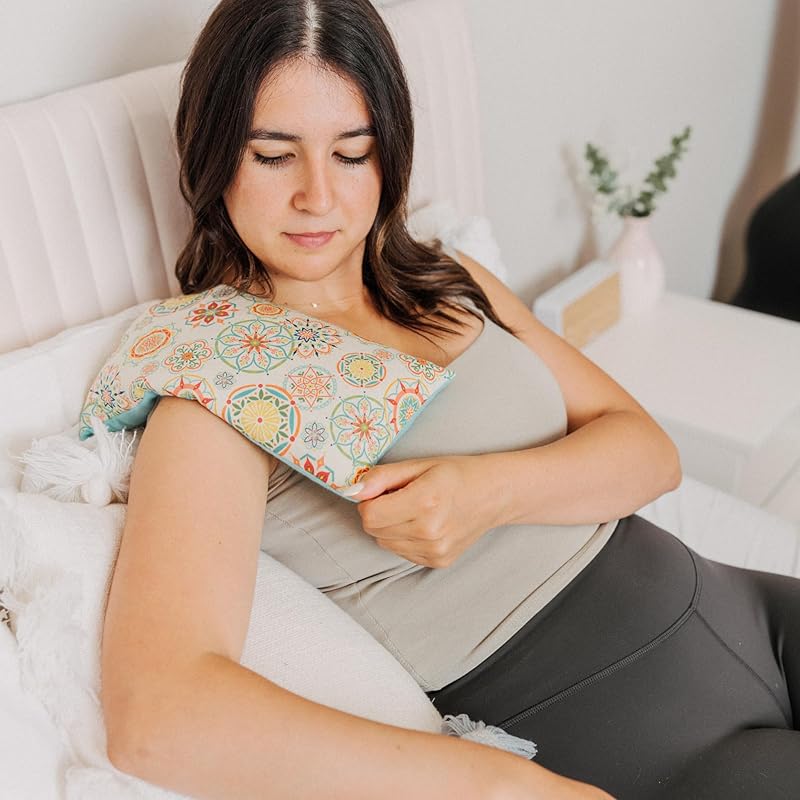 Large Microwave Heating Pad with Flax Seed, Scented or Unscented, Good For Back Pain or Cramps, Moist Heat Therapy or Ice Pack, Microwavable Bean Bag, 6" x 12" (Flannel Floral, Lavender & Chamomile)-Ruum Studio Home