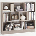 LEYAOYAO 10 Cube Bookshelf with Base,3 Tier Mid-Century Modern Grey Bookcase,Standing Wide Bookshelves Storage Organizer Shelf,Rustic Wood Display Cabinet Book Shelves for Bedroom,Living Room,Office-Ruum Studio Home