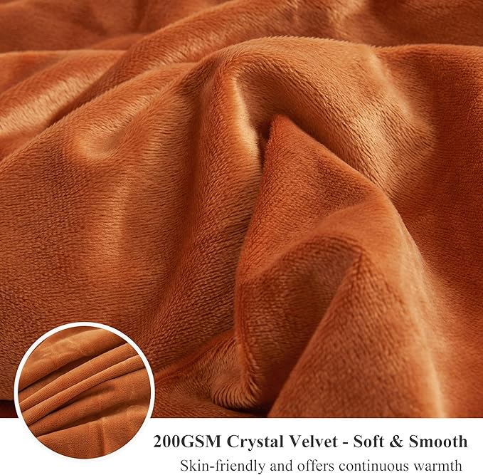 XeGe Luxury Faux Fur Blanket, Burnt Orange Soft Fluffy Bed Throw, Shaggy Plush Big Decorative Couch Throw, Cute Furry Fuzzy Blanket for Sofa Bed, Burnt Orange, 60x90-Ruum Studio Home