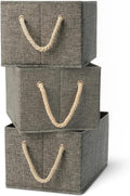 Amazon Basics Foldable Storage Bins with Rope Handles, Charcoal, Large, Pack of 3-Ruum Studio Home