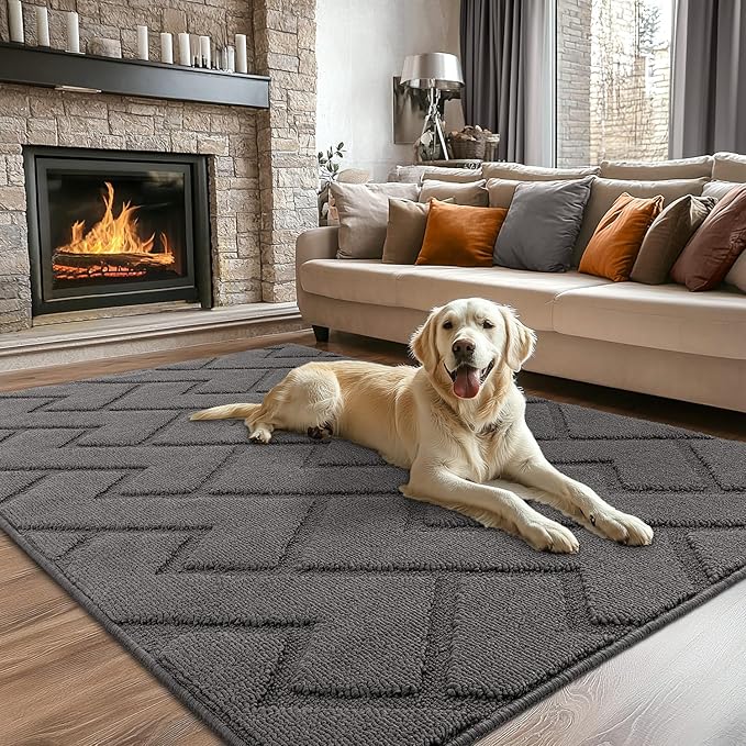 hicorfe Indoor Doormat,Front Back Door Mat Rubber Backing Non Slip Door Mats 47"x71" Absorbent Resist Dirt Entrance Doormat Inside Floor Mats for Entryway Washable Low-Profile (Grey)-Ruum Studio Home