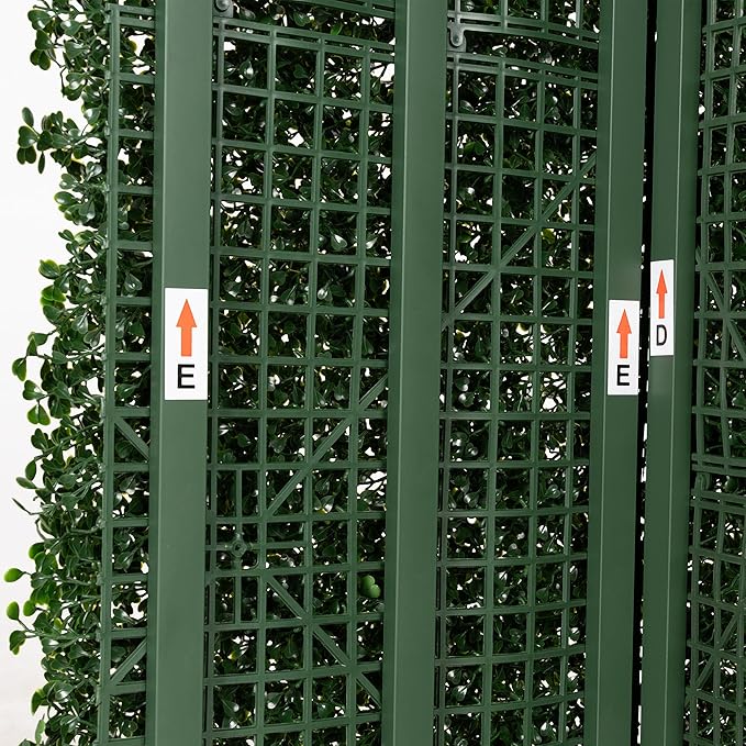 Artificial Boxwood Hedge Divider Wall with Black 201 Stainless Steel Planter Box (60" L X 48" H X 14" D)-Ruum Studio Home