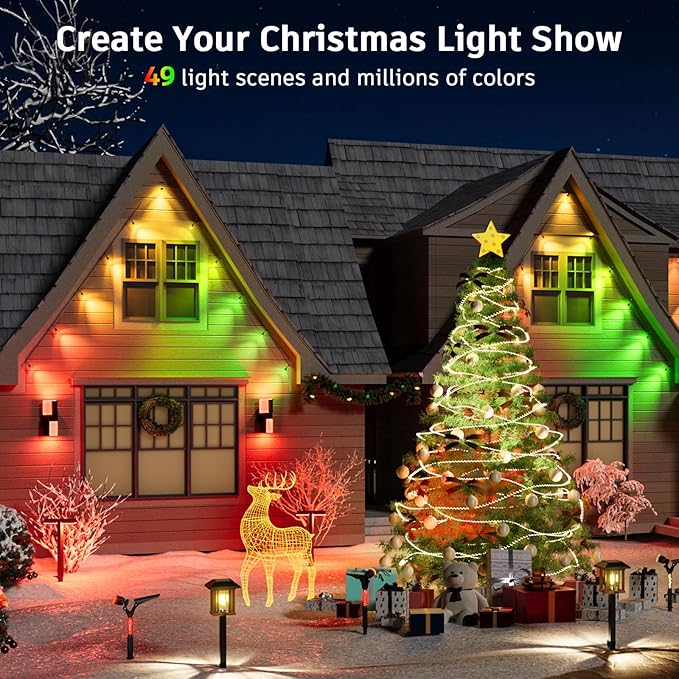 XMCOSY+ Smart Outdoor String Lights - 123ft RGBCWIC Patio Lights with 40 Color Changing Bulbs, LED String Light for Outside Backyard Bistro Party, APP WiFi Control, Work with Alexa, IP65 Waterproof-Ruum Studio Home