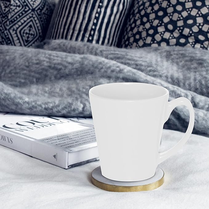 DISCOUNT PROMOS Glossy Ceramic Latte Coffee Mug 12 oz. Set of 10, Bulk Pack - Perfect for Tea, Espresso, Cappuccino, Hot Cocoa - White-Ruum Studio Home