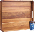 Large Wooden Ottoman Tray, Great 22"x18" Rectangle Trays for Big Ottoman Counter, Huge Kitchen Wood Serving Tray Round Corner, Living Room Coffee Table Decor Centerpiece Organizer Trays-Ruum Studio Home
