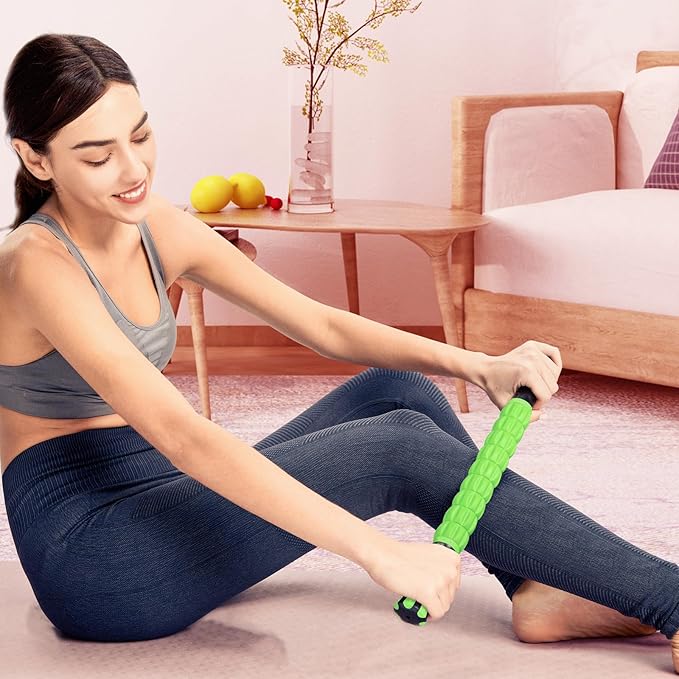 Yansyi Muscle Roller Stick for Athletes - Body Massage Roller Stick - Release Myofascial Trigger Points Reduce Muscle Soreness Tightness Leg Cramps & Back Pain for Physical Therapy & Recovery (Green)-Ruum Studio Home