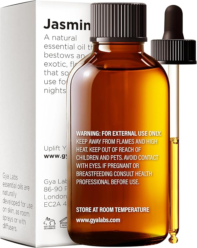 Gya Labs Jasmine Essential Oil for Diffuser - Huge 4 Fl Oz - 100% Pure Natural Jasmine Oil for Diffuser, Skin, Hair, Massages, Aromatherapy & Candle Making Scent-Ruum Studio Home