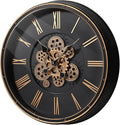 Maxstar Large Moving Gear Wall Clock,20" Vintage Mechanical Battery Operated Industrial Wall Clocks for Farmhouse Living Room,Home Office, Dinning Room, Kitchen, Steampunk Decor-Gold,Roman Numeral-Ruum Studio Home