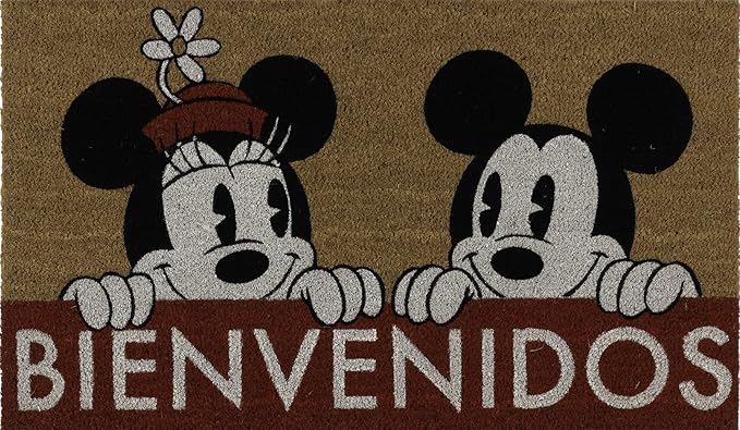 Gertmenian Disney Mickey Mouse Doormat Rug Retro Front Door Coir Mat Welcome Home Indoor Outdoor Entryway Carpet, 2-Pack 20x34, Minnie Bienvenidos/Hola-Ruum Studio Home