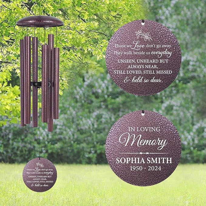 ASTARIN Personalized Wind Chimes Memorial, Sympathy Wind Chime Sorry for Your Loss Gifts, in Memory of Loved One Gift for Women Friend Loss of Husband Wife(Produced in USA)-Ruum Studio Home
