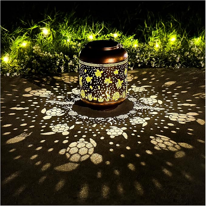 Sea Turtle Solar Lanterns Outdoor Waterproof,Hanging Solar Lights Sea Turtle Gifts for Women Metal LED Decorative Light for Yard,Patio,Lawn,Tabletop,Pathway,Landscape,Garden Decor-Ruum Studio Home