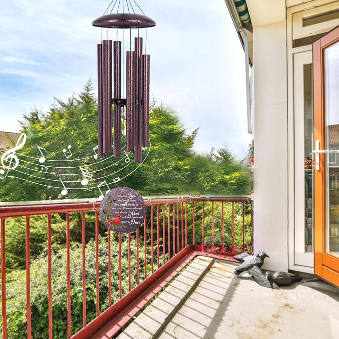 ASTARIN Personalized Cardinal Wind Chime Memorial, Customized Sympathy Wind Chimes for Loss of Loved One, in Memory of Loved Ones Lost, Bereavement Gifts Windchimes Outdoor-Ruum Studio Home