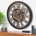 HOIBAI Wall Clock, Large Wall Clocks for Living Room Decor 18 Inch Battery Operated Silent Non-Ticking Modern Farmhouse Vintage Roman Big Wall Clock for Home Bedroom House, Moving Gears Clock-Ruum Studio Home