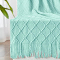 inhand Knitted Throw Blanket for Couch and Bed, Soft Living Room Home Decor Knitted Blanket with Tassel, Outdoor Lightweight Breathable Summer Blanket, Farmhouse Warm Woven Decorative, 50"x60"-Ruum Studio Home