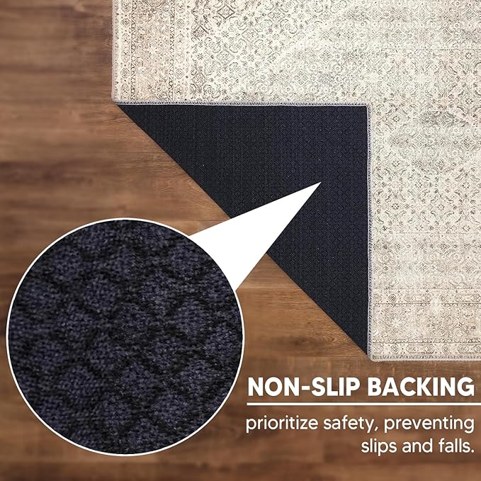 Keen Home Design 3x5 Rug - Machine Washable Entry Rug with Non-Slip Backing, Ideal for Enteryway, Kitchen, Bathroom, Laundry Room - Vintage, Easy Clean, Durable, Low Pile Rug - (3' x 5')-Ruum Studio Home