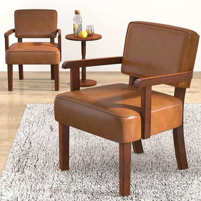 Accent Chair, PU Leather Living Room Chairs Oversize with Soft Seat and Armrests for Living Room Dinning Room Bedroom Reading Room Waiting Room-Ruum Studio Home