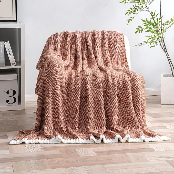 MIULEE Fall Rust Super Soft Throw Blanket for Bed, Twin Size Cozy Fluffy Warm Blankets Knit Blankets for Couch, Sofa, Chair, Living Room, Camping, Picnic, 60 x 80 inch-Ruum Studio Home