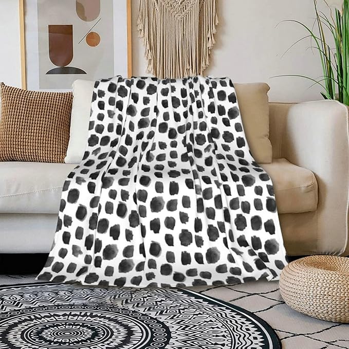 HGOD DESIGNS Watercolor Polka Dot Flannel Fleece Bed Blanket Throw Blanket Lightweight Cozy Plush Blanket for Bedroom Living Rooms Sofa Couch 50"x60"-Ruum Studio Home