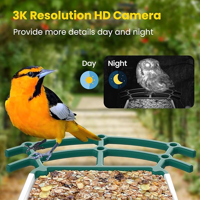 Bird Feeders for Outdoors, Smart Bird Feeder with Camera Solar Powered, AI Species Identification, 3K Video Live Stream Camera, 5Mp HD Night Vision, Instant Arrival Alerts-Ruum Studio Home
