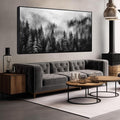Foggy Forest Wall Art for Living Room Black and White Pictures for Wall Home Office Wall Decor with Black Frame 29 x 58 Inch-Ruum Studio Home