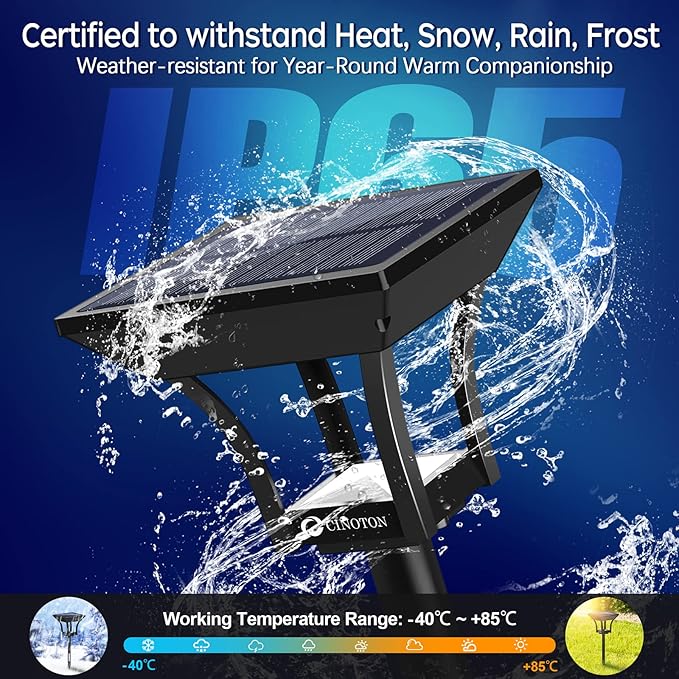 CINOTON Outdoor Solar Landscape Pathway & Wall Lights with 2 Brightness Modes, IP65 Waterproof LED Solar Powered Garden Lights for Patio Lawn Porch Walkway Backyard Driveway Sidewalk Warm White 4 Pack-Ruum Studio Home