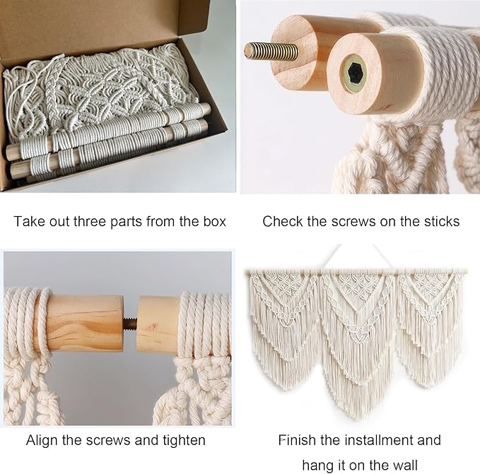 Achart Macrame Wall Hanging Large- Boho Wall Decor- large wall art- Wall Decor Living Room- Macrame Tapestry Boho Decor for Bedroom (Beige-H)-Ruum Studio Home