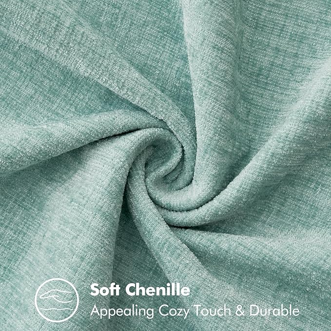 MIULEE Pack of 2 Couch Throw Pillow Covers 18x18 Inch Aqua Green Farmhouse Decorative Pillow Covers with Stitched Edge Soft Chenille Solid Dyed Spring Pillow Covers for Sofa Bed Living Room-Ruum Studio Home