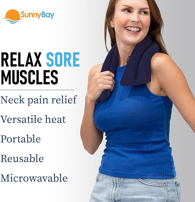 SunnyBay Microwave Heating Pad for Neck and Shoulders, 2.2 lbs 26 inch Long Versatile Microwavable Neck Wrap Warmer or Cool Pack, Hot or Cold Therapy to Relax Sore Muscles (Blue)-Ruum Studio Home
