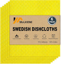 Swedish Dishcloths for Kitchen | 6 Pack Absorbent Cellulose Sponge Cloths Washable | Non-Scratch Reusable Paper Towels Quick Drying Cleaning Cloths - Yellow-Ruum Studio Home