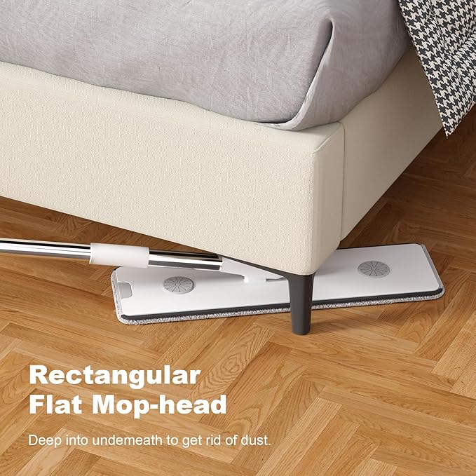Mop and Bucket with Wringer Set for Home, Flat Mop and Bucket System, Mops for Floor Cleaning and Wall Cleaner, with 2 Reusable Microfiber Mop Pads-Ruum Studio Home