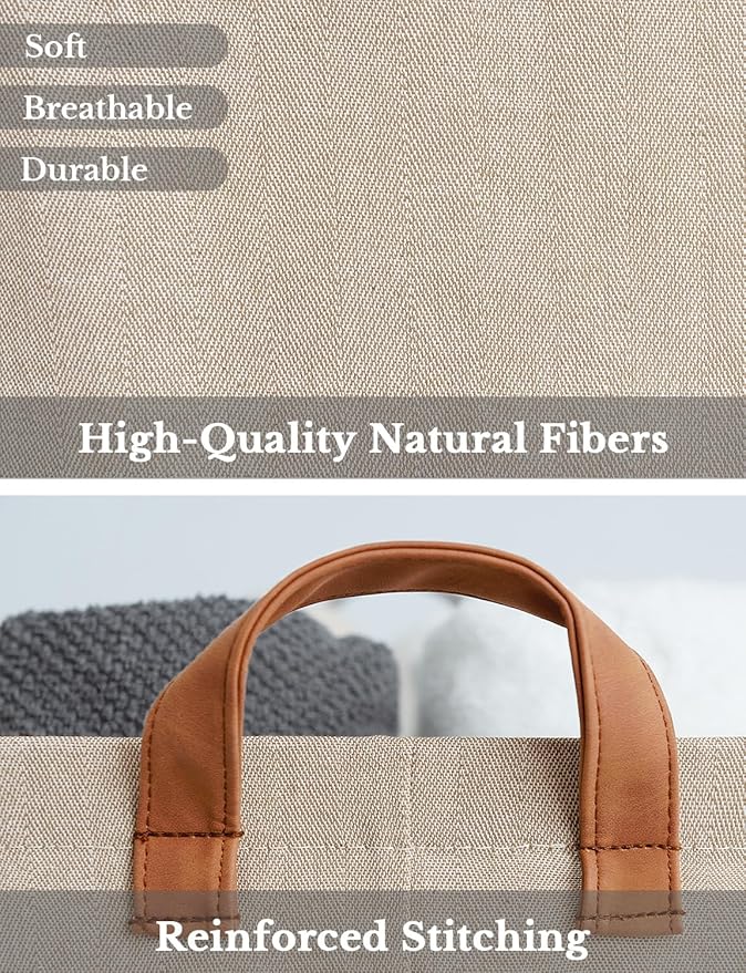 StorageWorks Storage Bins, Fabric Storage Bins for Shelves, Large Storage Baskets with Metal Frame, Closet Baskets and Bins with Handles, Brown and Beige, 2-Pack-Ruum Studio Home