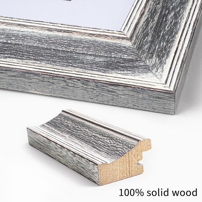 Yaetm 11x14 Rustic White Wood Picture Frame with Mat for 8x10, Weathered Solid Wood Frame with Real Glass, Distressed White Wooden Photo Frames 11 x 14 for Tabletop & Wall Mount, 2 Pack-Ruum Studio Home